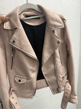 Zara Blush Pink Suede Moto Jacket